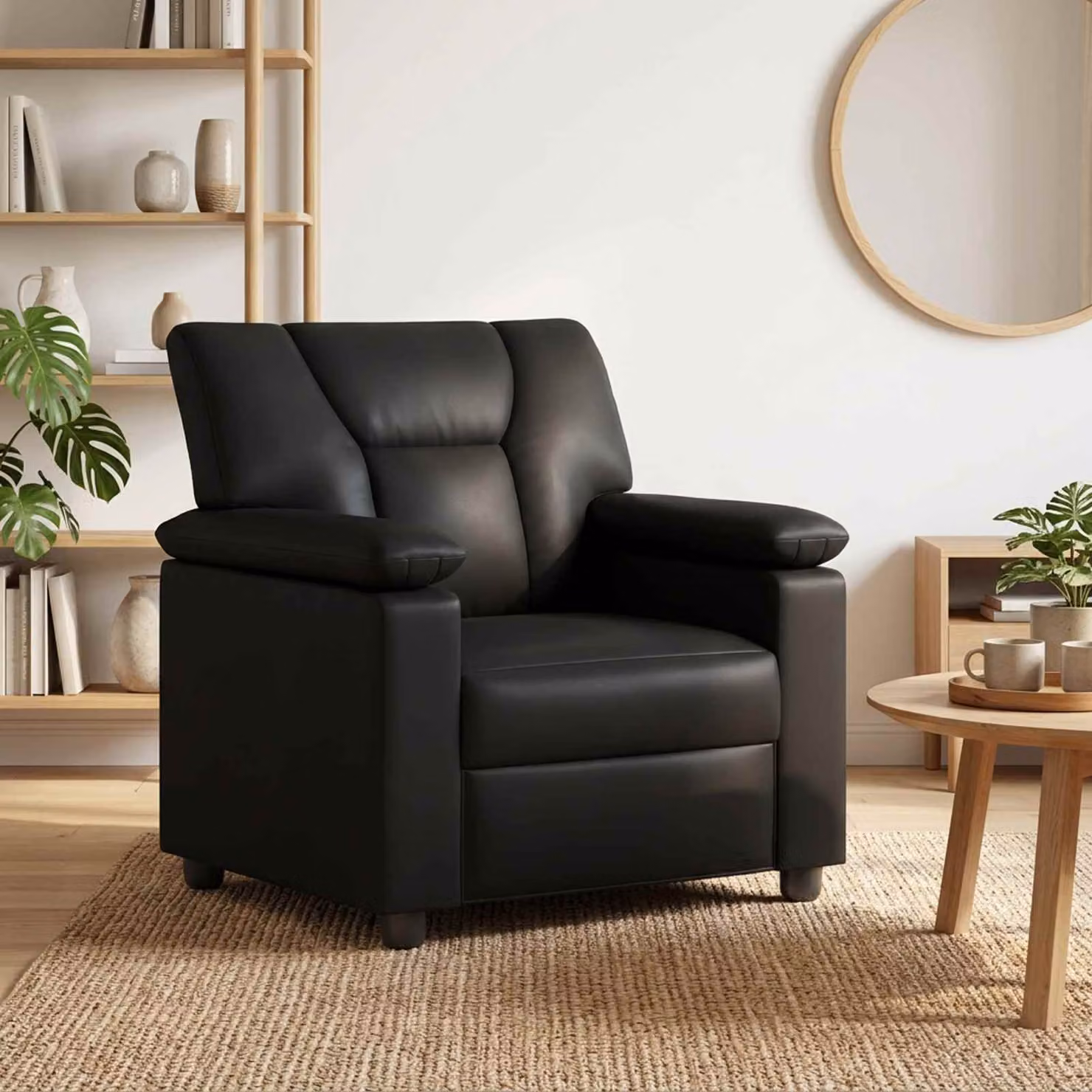 Divano moderno vidaXL in similpelle nero L: 91 cm, P: 85 cm, H: 93 cm
