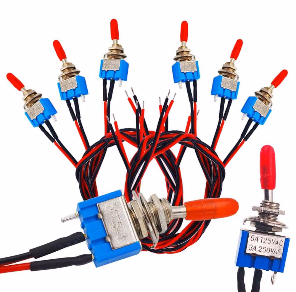 Mini interruttore a levetta, 2 posizioni, 3 contatti, 3-240 V, per auto e cruscotti