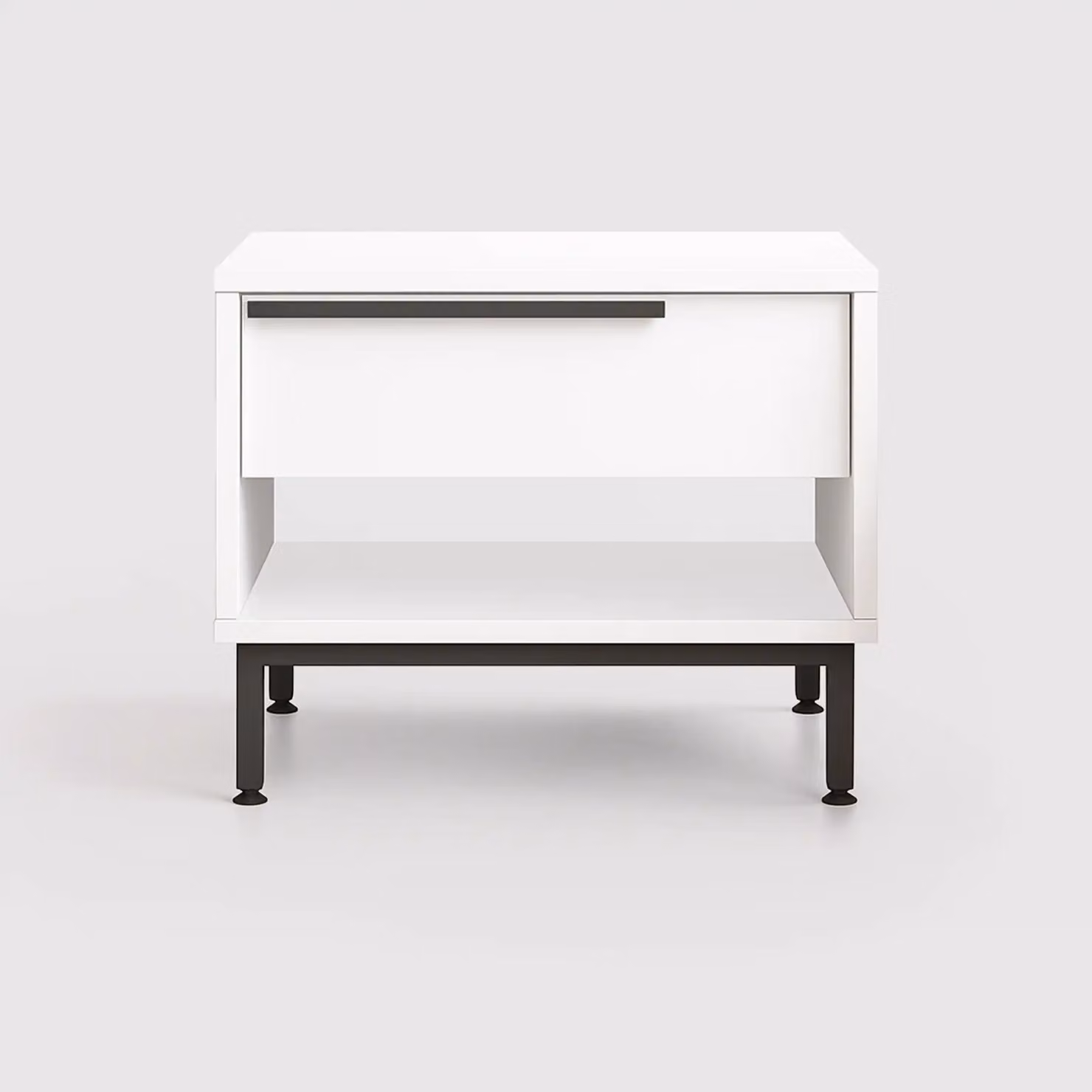 Sabbar - Comodino bianco moderno con 1 cassetto