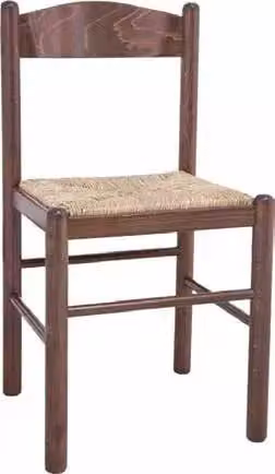 Set di 2 sedie in stile arte povera Mobili 2G in legno di faggio color noce con seduta in paglia L: 43 cm, P: 43 cm, H: 83 cm