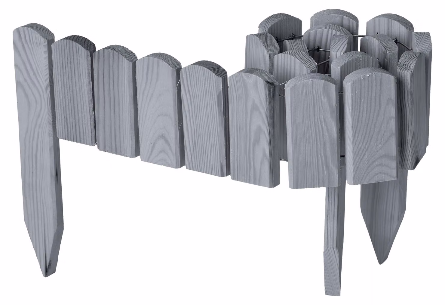 Garronda - Bordura per aiuole in legno - Recinzione arrotolabile - Recinzione da giardino impregnata - Bordura arrotolabile flessibile - Bordo per prato  Lunghezza: 100 cm (grigio, altezza: 10 cm)