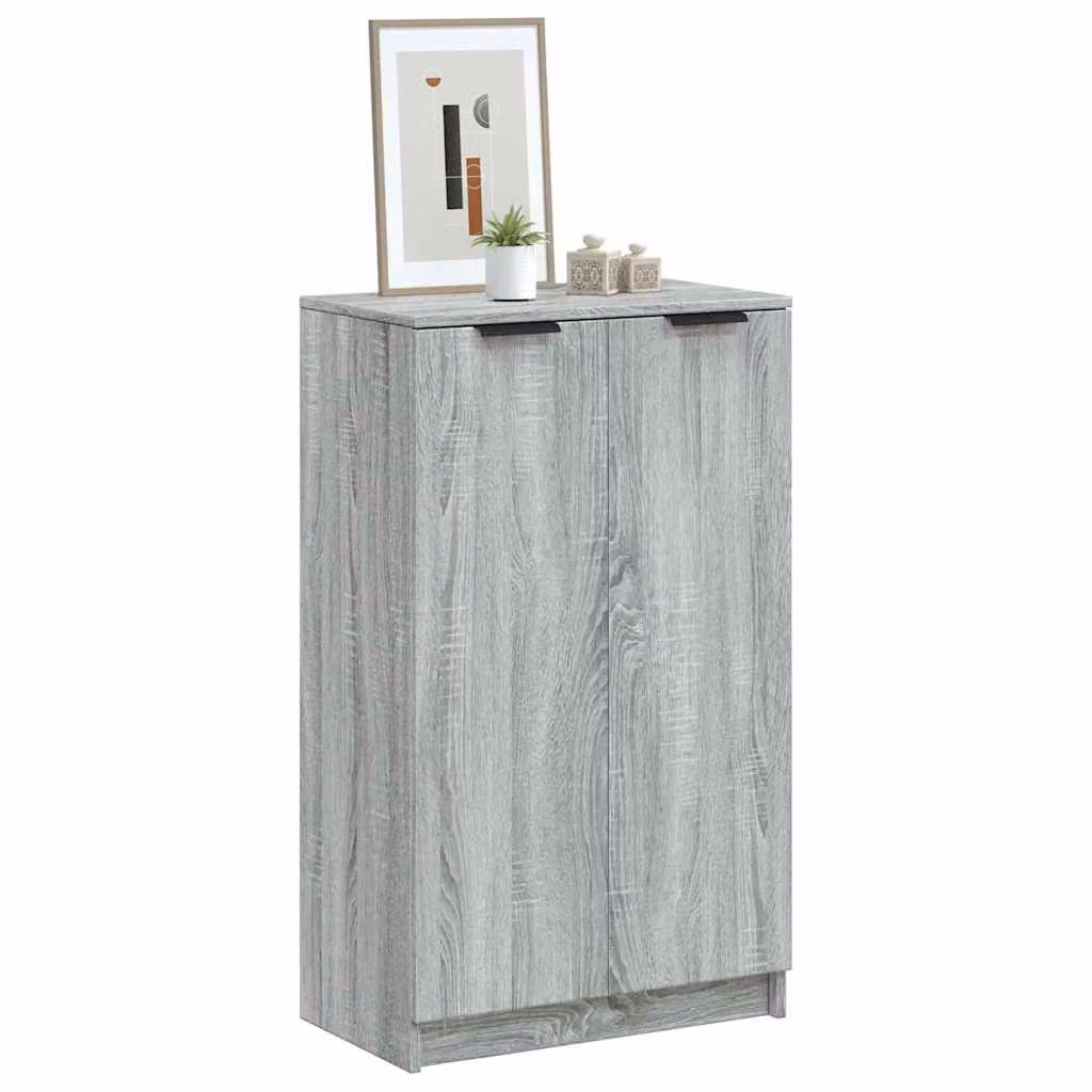 Scarpiera moderna vidaXL in legno grigio con ante a battente e ripiani, L/P/H: 59 x 35 x 100 cm