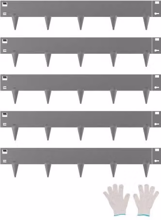 Set di 5 bordure per giardino VEVOR in acciaio zincato antiruggine, divisorio pieghevole per aiuole e prato, Grigio Scuro, L: 99 cm, H: 18,1 cm, P: 1,5 mm