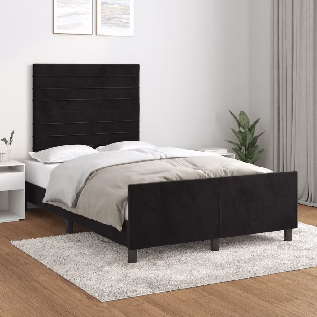 vidaXL Giroletto senza Materasso in Velluto Nero L: 120 cm, P: 200 cm – 1