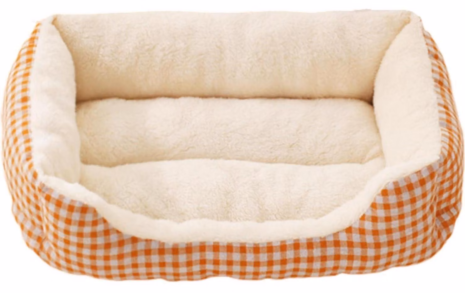 Cuccia per cani rettangolare, morbida e in peluche, ideale anche per gatti, colore arancione, dimensioni 53x38x12,5 cm