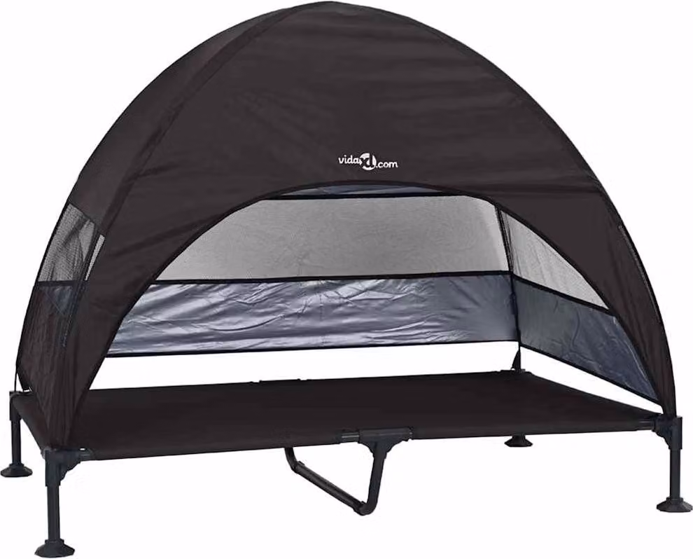 Letto per Cani Elevato Nero 127 x 81 x 108 cm Tessuto e acciaio