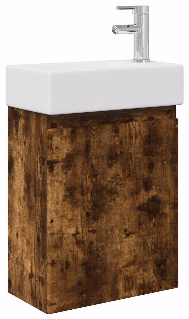 Mobile bagno con rubinetto Rovere Fumo 45,5 x 22,5 x 84 cm