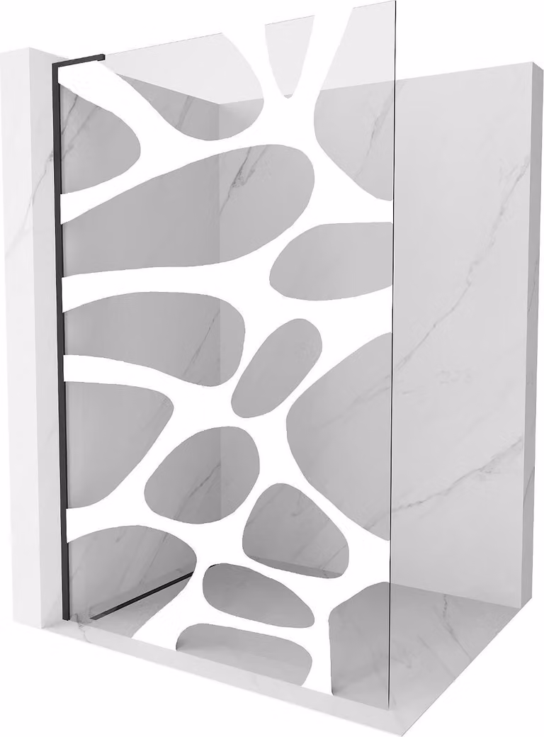 Mexen Kioto L pannello doccia Walk-in 110 x 200 cm, onda bianca, nero - 800-110-103-70-97