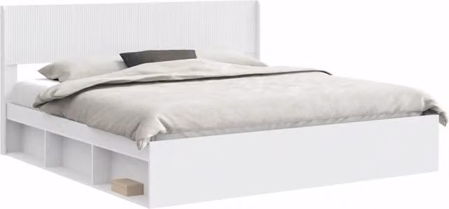 Letto matrimoniale | Letto per adulti | Struttura del letto con stoccaggio e testata Bianco