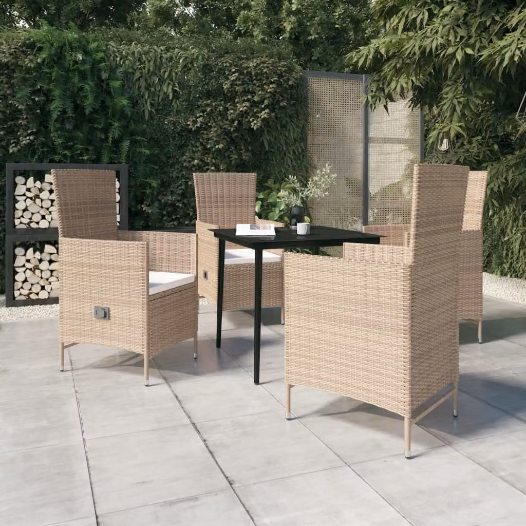 The Living Store Set da pranzo da giardino 5 pezzi con cuscini Beige