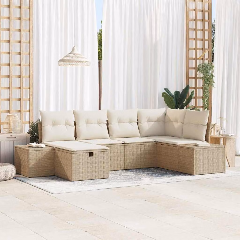 Maison Exclusive - Set di divani da esterno, 6 pezzi, in rattan sintetico