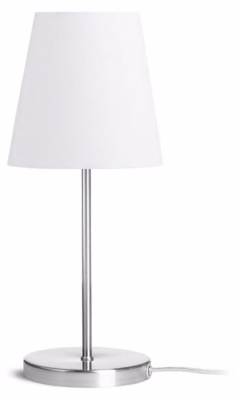 RED - DESIGN RENDL RENDL NYC/CONNY 15/15 Lampada da tavolo, tessuto misto cotone, bianco/nichel, 230 V, E27, 7 W, R14048