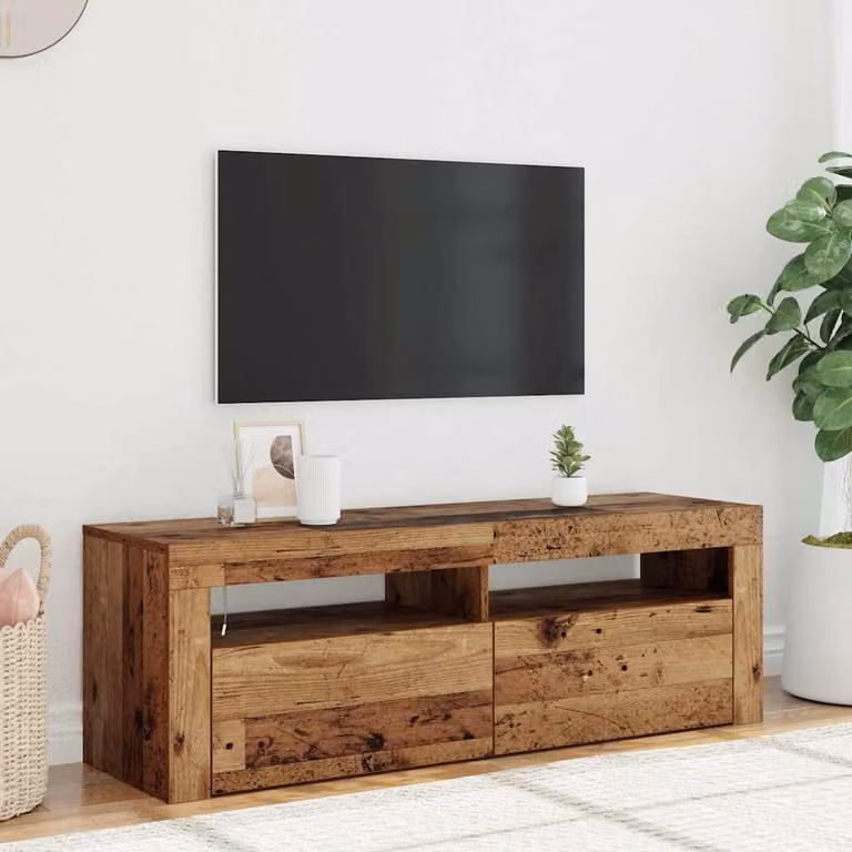 Mobile Porta TV vidaXL con Illuminazione LED Integrata in Legno Antico Marrone L 120 x P 35 x H 40 cm