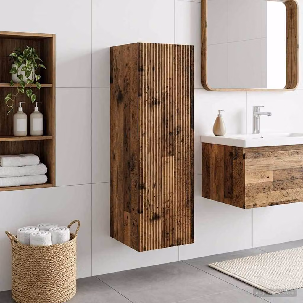 Mobiletto da bagno a muro vidaXL in legno color marrone, stile moderno, L: 33 cm, P: 34,5 cm, H: 60 cm