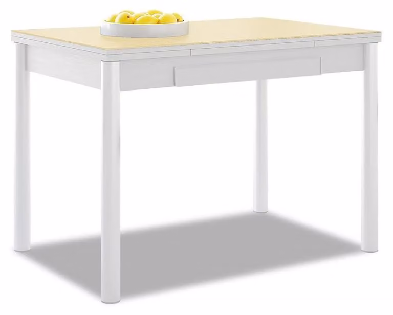 Tavolo da cucina estendibile, piano in vetro, color beige, 90x50 cm