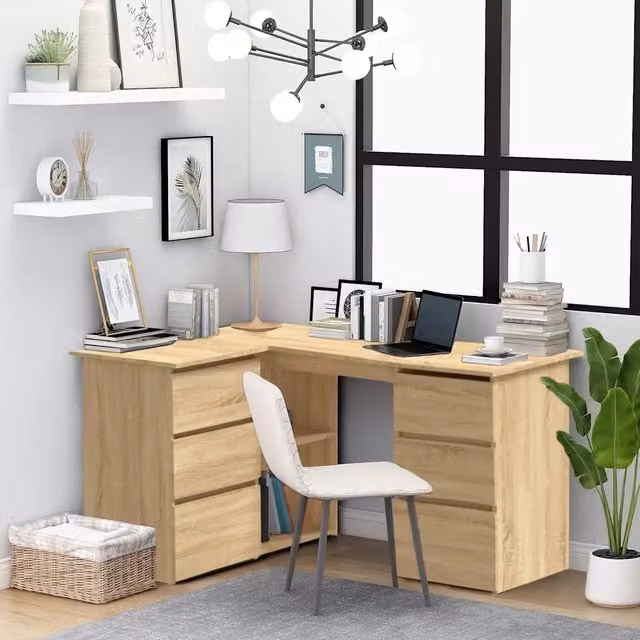 Scrivania Angolare Moderna vidaXL in Legno Rovere Marrone L: 145 cm, P: 100 cm, H: 76 cm – 1