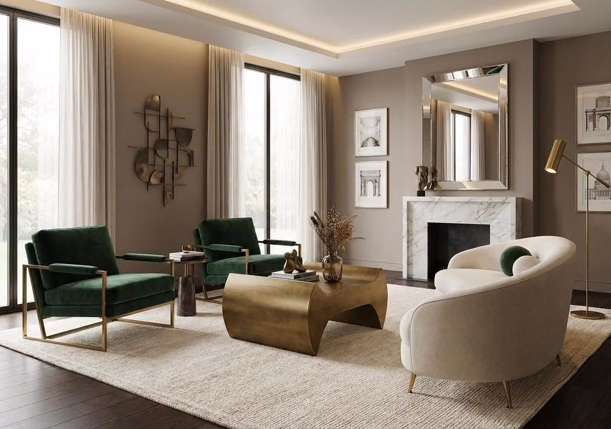 Tavolino da salotto moderno, minimalista, marrone, elegante, di classe, confortevole