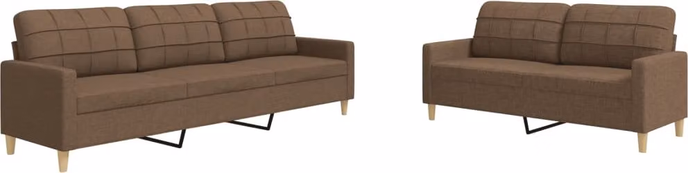 Set di Divani 2 pz Marrone in Tessuto