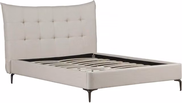 Letto matrimoniale in tessuto imbottito "Aspen" da 140 x 190 cm - Beige