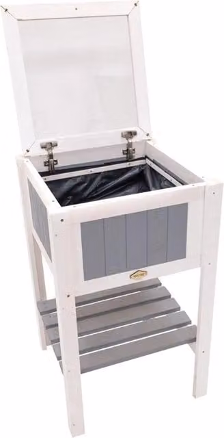 Mini contenitore per piante Outsunny in legno con coperchio e tavolino, grigio-bianco, L/P/H: 55 x 55 x 92 cm