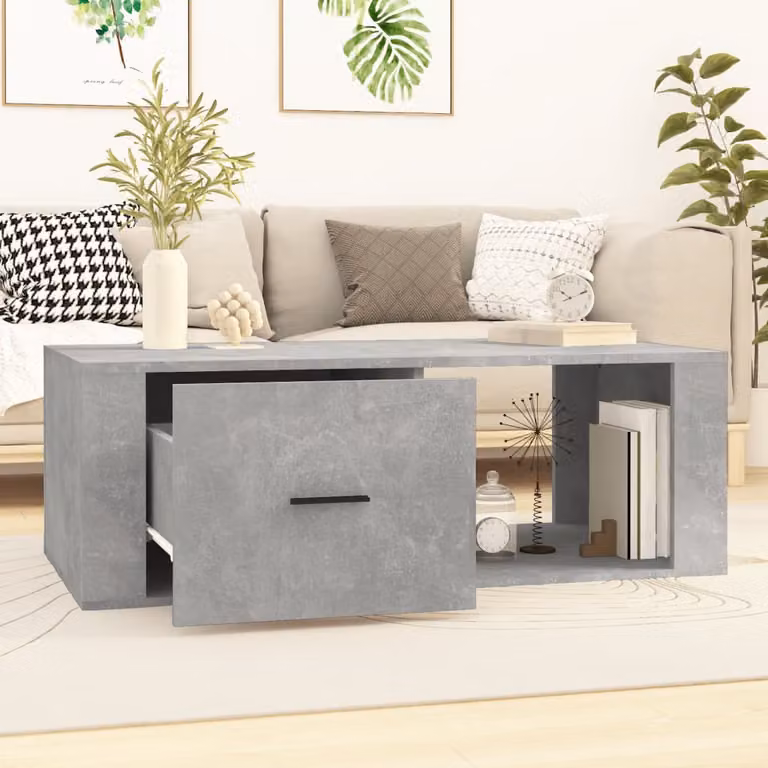 vidaXL Tavolino da caffè grigio cemento 100x50,5x35 cm materiale a base di legno - Tavolino da caffè - Tavolino da salotto - Tavolino da divano