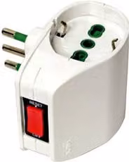 Adattatore con interruttore a 2 prese 2P+T 16A per standard italiano e tedesco Fanton Bianco