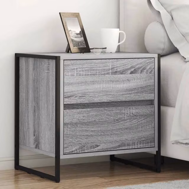 Set di 2 comodini vidaXL in stile industrial colore grigio, L/P/H: 50 x 39.5 x 50 cm