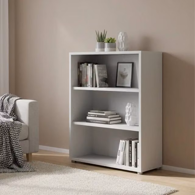 Libreria Aziza DMORA Bianca con ripiani regolabili per ufficio e soggiorno L 89 cm, P 40,1 cm, H 113,4 cm