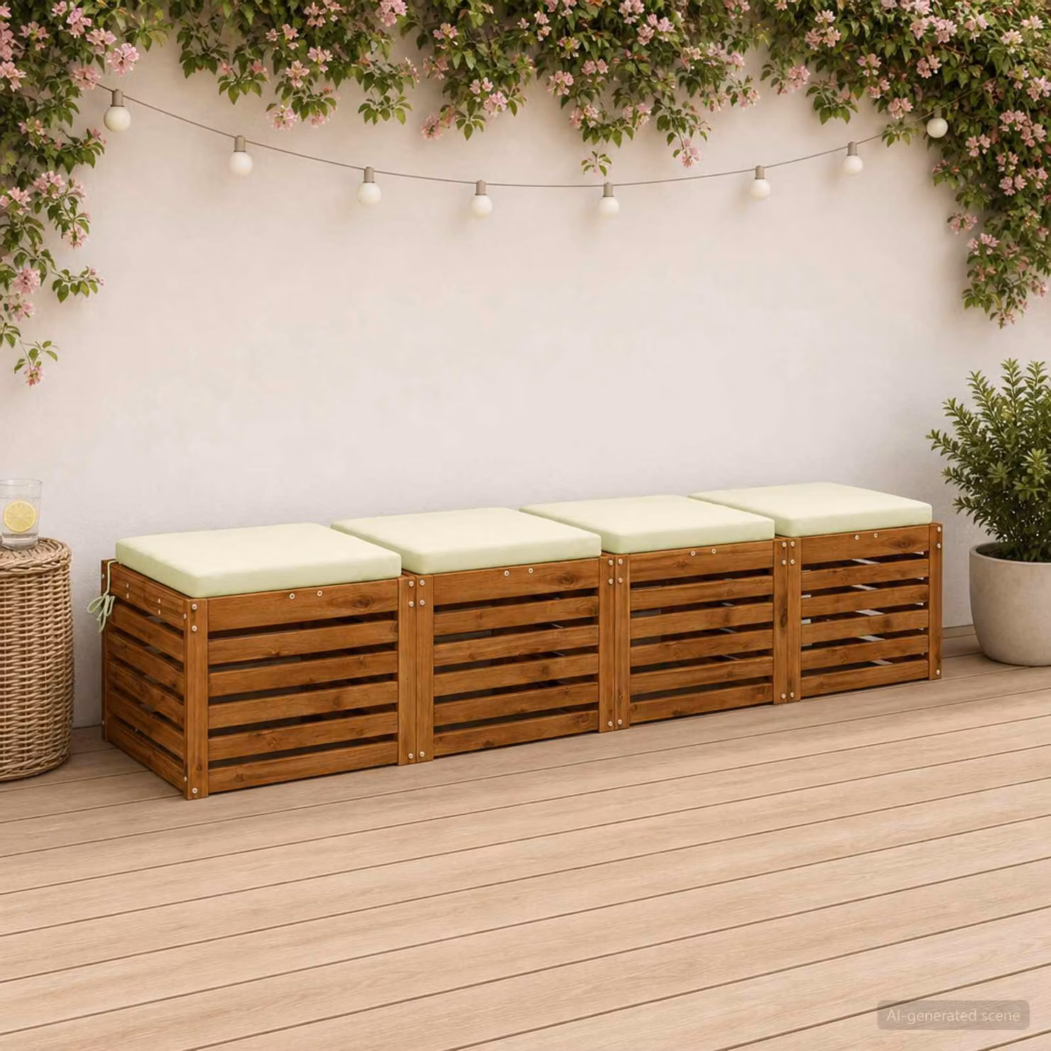 Set di 4 cuscini per sedia vidaXL in poliestere beige con rivestimento lavabile e resistente ai raggi UV