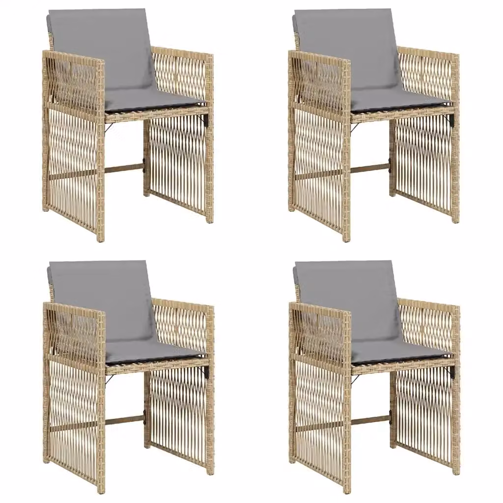 Set di 4 sedie da giardino con cuscini vidaXL in polyrattan beige e grigio con braccioli – 2