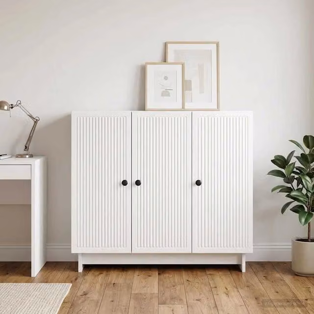 Credenza moderna vidaXL in legno MDF bianco lucido L 89 x P 34,5 x H 80 cm