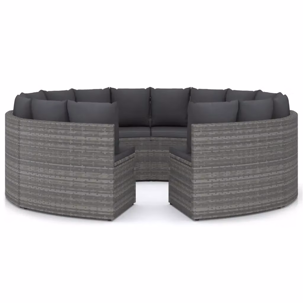 vidaXL Set Divani da Giardino 8 pz in Polyrattan Grigio con Cuscini e Struttura in Acciaio – 2