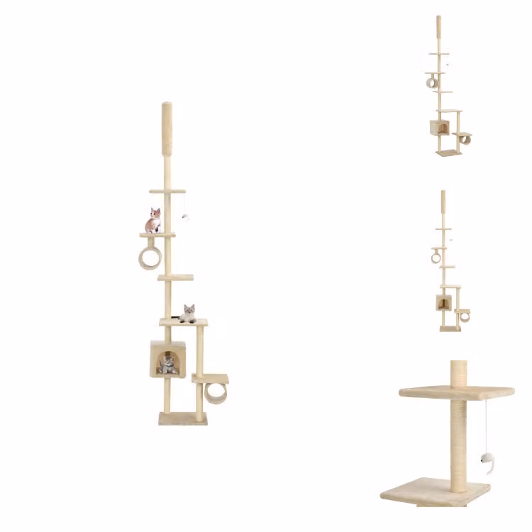 vidaXL Tiragraffi per gatti con colonne in sisal 260 cm Beige -  Tiragraffi