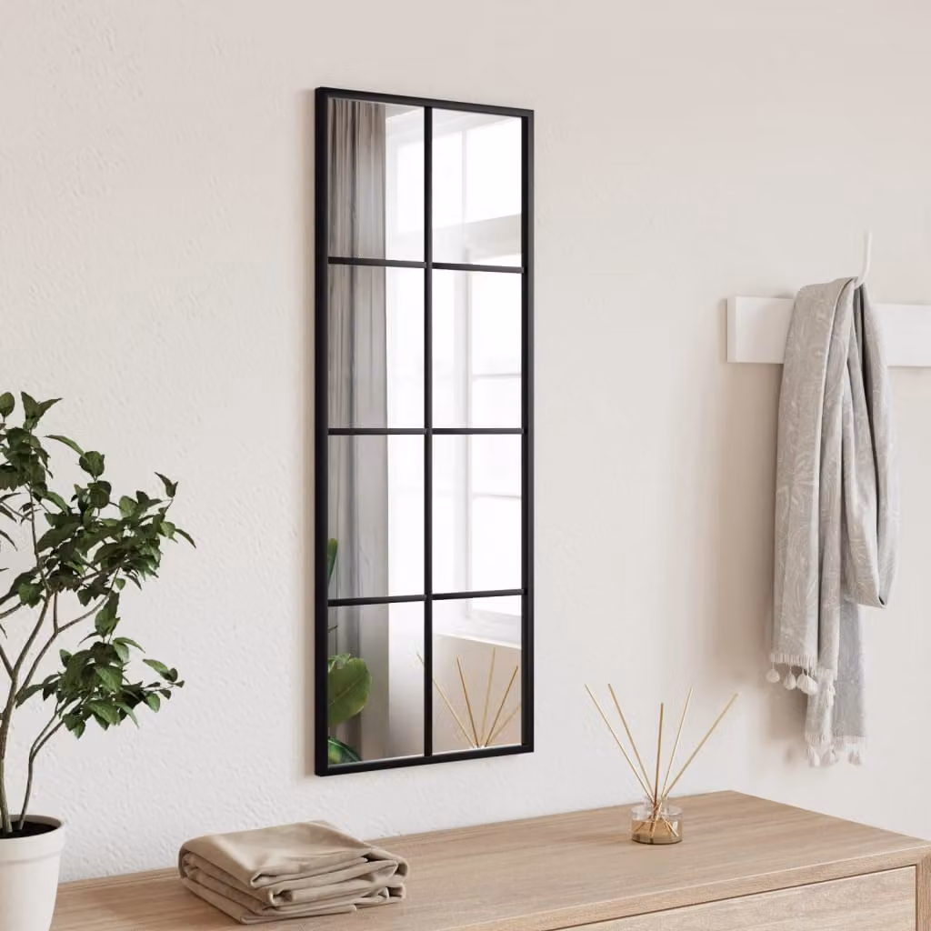 Specchio da parete rettangolare vidaXL in metallo e vetro nero L: 30 cm, H: 80 cm