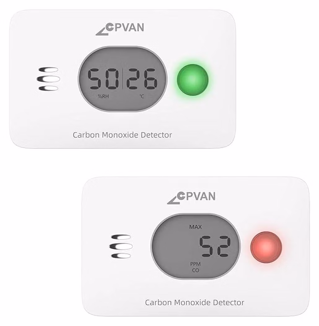 Rilevatori di monossido di carbonio, batteria a lunga durata (10 anni), allarme sonoro di 85 dB, confezione da 2 pezzi