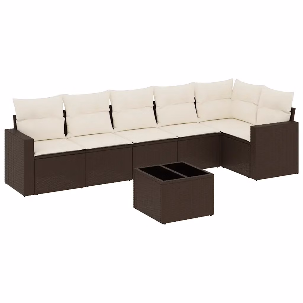 Set di divani da giardino VIDAXL in polyrattan marrone con cuscini, design moderno a L per 7 persone – 2