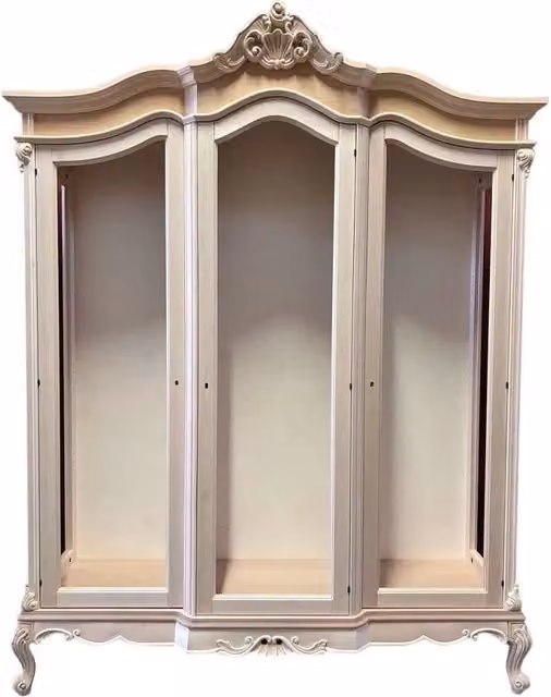 Vetrina classica in stile barocco con 3 ante in legno grezzo Mobili 2G L/P/H: 173 x 53 x 221 cm – 3