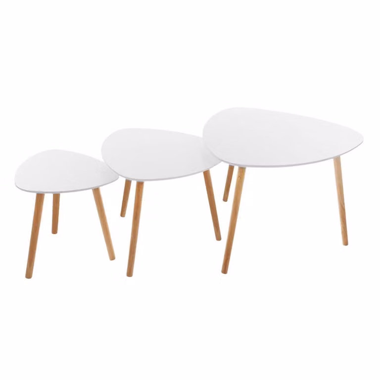 Set di 3 tavolini pieghevoli "mileo" bianchi (34 x 46 x 60 cm) - Atmosphera créateur d'intérieur