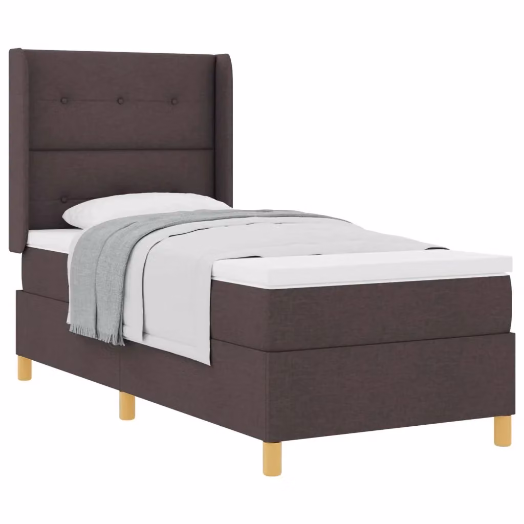 Letto a molle con testiera vidaXL in tessuto marrone e oro L/P/H: 200 x 100 x 140 cm – 2