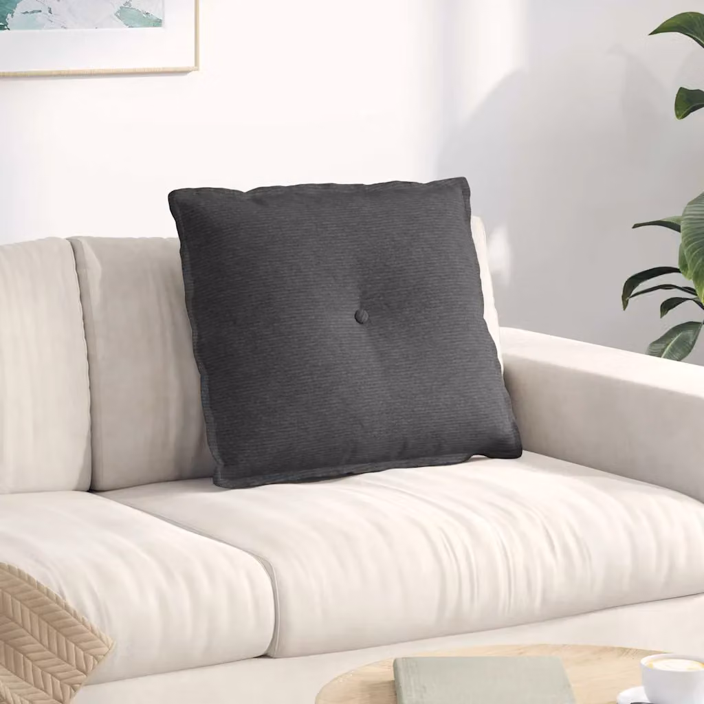 vidaXL Cuscino per Schiena Rettangolare in Velluto a Costine Grigio L: 60 cm, P: 50 cm, H: 19 cm