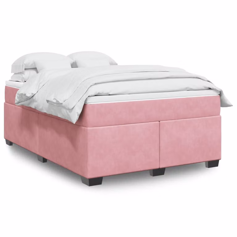 vidaXL Giroletto a Molle con Materasso in Velluto Rosa L: 140 cm, P: 200 cm