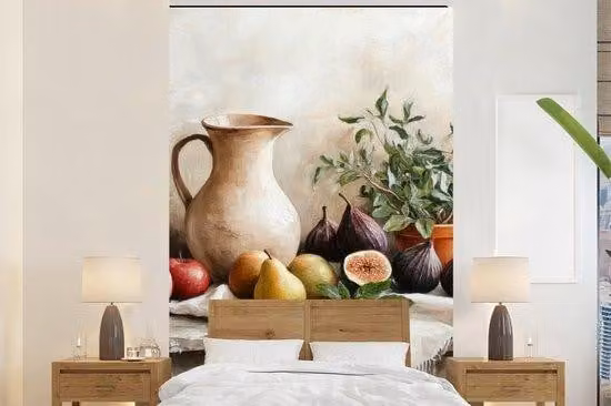 Banner fotografico con mappa e motivo floreale - Natura - Larghezza 225 cm x Altezza 350 cm