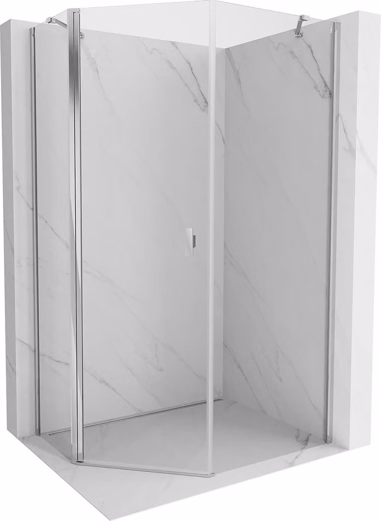 Mexen Mist cabina doccia pentagonale asimmetrica a battente 80 x 90 cm, trasparente, cromo - 8A8-080-090-01-00