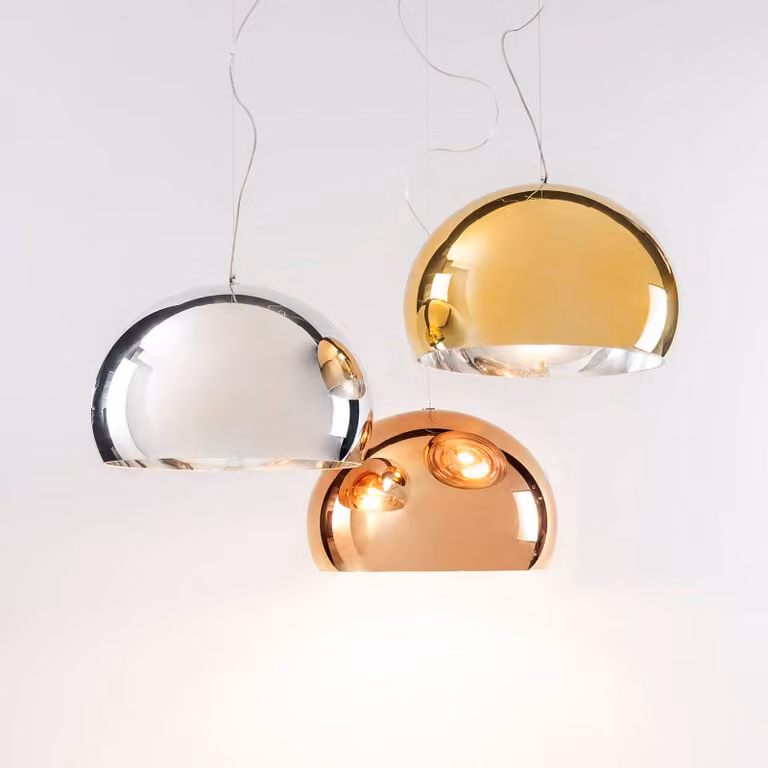 Kartell Lampada a sospensione FL/Y, dimmerabile, Cromo / Argento, Soggiorno / Sala da pranzo, Plastica, Design, Lampada a sospensione