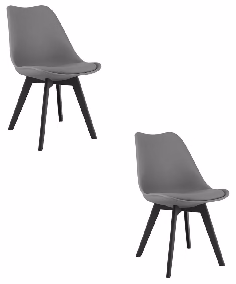 Set di 2 sedie Mark in polipropilene grafite e gambe nere
