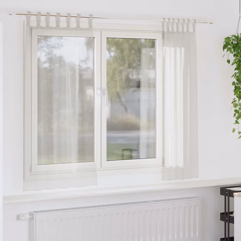 Set di 2 tende velate vidaXL in poliestere, colore beige/bianco, L: 175 cm x H: 140 cm