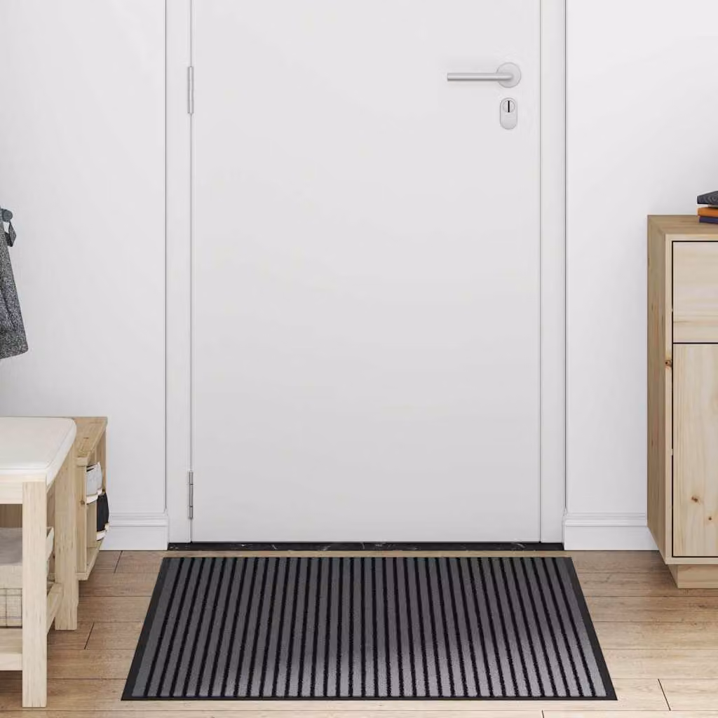 vidaXL Zerbino a Strisce Nere e Grigie 90x120 cm
