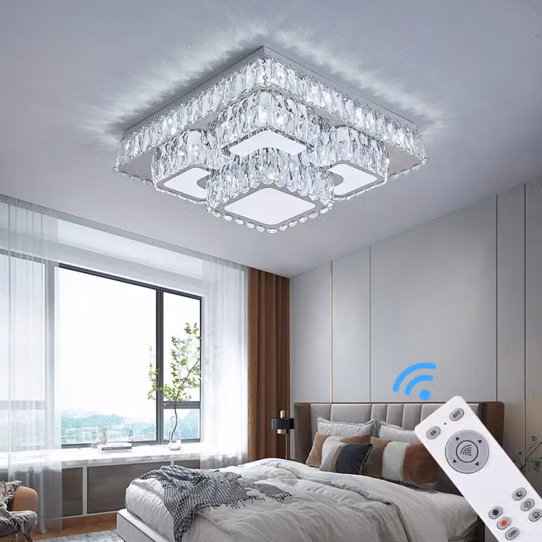 Plafoniera a LED TY3019-50x50 cm Lampada con telecomando o app per cellulare Colore luce/luminosità regolabile dimmerabile