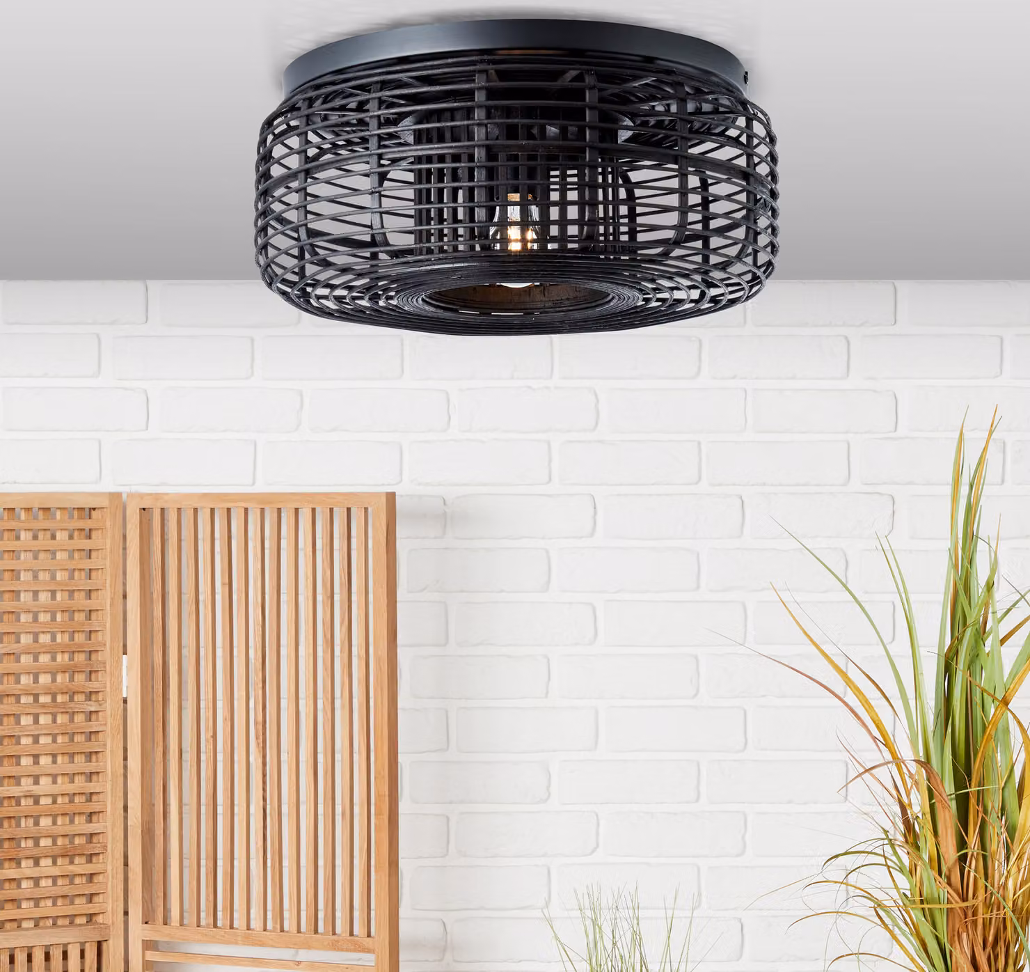 Plafoniera Crosstown 45cm legno scuro/nero