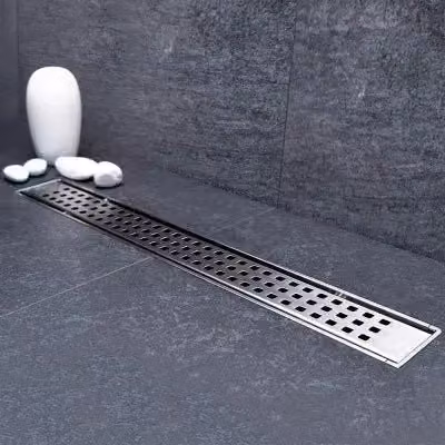 Canalina doccia lineare a pavimento INBAGNO in acciaio inox cromato argento con griglia, scarico e filtro per capelli, L: 75,3 cm
